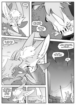 4_ears anthro clothed clothing dialogue duo eyes_closed female inner_ear_fluff male multi_ear speech_bubble text tuft kifyun2 kif_yppreah mia_smith canid canine fox mammal absurd_res black_and_white comic hi_res monochrome
