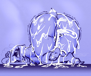 alternate_universe anthro bent_over big_butt blush bodily_fluids bow_ribbon butt cum cum_covered cum_spurt female genital_fluids heart_eyes heart_symbol huge_butt messy nude solo sweat thewill under(her)tail undertale_(series) kitty_(under(her)tail) monster_kid monster reptile scalie 2026 6:5 digital_media_(artwork)
