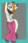 alternative_fashion anthro breasts clothed clothing female fur goth hippie hipster piercing scarf solo topless topless_female white_body white_fur chewtoything jorja_fox arctic_fox canid canine canis fox mammal true_fox wolf absurd_res hi_res