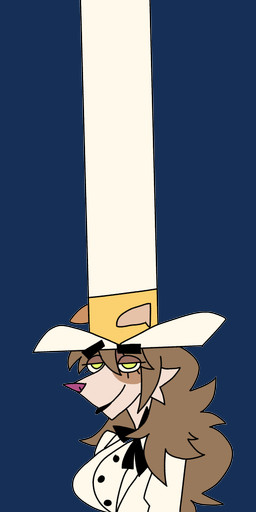 anthro big_hat blonde_hair bow_tie clothing ears_through_headwear eyebrows female floppy_ears green_eyes hair hat headgear headwear long_hair long_hat parody pink_nose simple_background smile smug snout solo suit thick_eyebrows transparent_background 4chan_anon ponporio nickelodeon the_fairly_oddparents dimmi_(dimwitdog) canid canine canis collie domestic_dog herding_dog mammal pastoral_dog sheepdog absurd_res alpha_channel hi_res meme