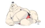 2024 absurd_res anthro bear belly big_belly clothing hi_res lentejota6 male mammal moobs nipples overweight overweight_male polar_bear simple_background solo underwear ursine white_background white_body