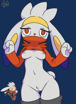 3_fingers anthro areola black_bottomwear black_clothing blue_ear_tips blue_ears bottomwear bottomwear_down breasts clothed clothing dipstick_ears ear_markings exposed_breasts eyelashes female female_anthro fingers front_view fur genitals grey_body grey_breasts grey_ears grey_fur grey_tail head_tuft hip_tuft looking_at_viewer markings medium_breasts multicolored_body multicolored_ears multicolored_fur navel nipples partially_clothed partially_clothed_anthro partially_clothed_female pink_areola pink_nipples pink_vulva pseudo_clothing raised_clothing raised_topwear red_clothing red_eyes red_topwear scut_tail short_tail simple_background solo standing tail topwear tuft vulva wide_hips yellow_body yellow_fur yellow_inner_ear yellow_nose safersophieroth nintendo pokemon generation_8_pokemon pokemon_(species) raboot 2025 absurd_res alpha_channel digital_media_(artwork) hi_res watermark