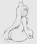 anthro big_butt blush breasts bubble_butt butt clothing exposed_breasts eyelashes female hair humanoid_pointy_ears legwear long_hair looking_at_another nude pointy_ears simple_background sitting slightly_chubby slightly_chubby_female small_breasts small_waist smile solo stockings thick_thighs wide_hips chikkibug league_of_legends riot_games tencent lulu_(lol) humanoid mammal yordle 2023 digital_drawing_(artwork) digital_media_(artwork) monochrome