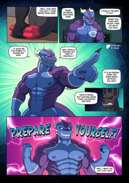 anthro anthro_penetrating big_penis blue_body blue_eyes blue_penis bodily_fluids claws cock_drop cum electricity feet genital_fluids genitals horn humanoid_genitalia lightning male muscular muscular_anthro muscular_male nails nipples non-mammal_nipples nude pecs penetration penis piercing sharp_nails sharp_toenails shocked tail text toenails toes triceps e-zoid kiddie_jukes mythology vanta_(e-zoid) zoid_(e-zoid) mythological_creature mythological_scalie scalie absurd_res comic english_text hi_res