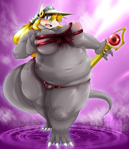 2014 4_toes 5_fingers aggron anthro blonde_hair breasts chubby claws female geiru_mirua grey_body hair helmet hi_res long_hair looking_at_viewer navel nintendo nipples open_mouth overweight pokémon pokémorph purple_eyes pussy solo standing toe_claws toes tongue underwear video_games wand
Rating: Explicit
Score: 2
User: Finchmaster
Date: February 25, 2014
