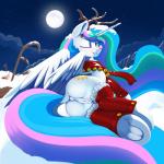 anus butt clothing cutie_mark dock_(anatomy) feathered_wings feathers female feral full_moon genitals hair holidays hooves horn long_hair looking_at_viewer moon multicolored_hair multicolored_tail night one_eye_closed outside pussy smile solo tail teats underhoof wings dimfann christmas friendship_is_magic hasbro my_little_pony mythology princess_celestia_(mlp) equid equine mammal mythological_creature mythological_equine winged_unicorn 1:1 absurd_res hi_res