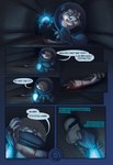 2017 alien anthro biped blood bodily_fluids bone brown_body clothed clothing colored comic dialogue dialogue_box english_text furgonomics green_eyes hi_res inside male mammal mgferret mustelid oscar_(mgferret) otter page_number severed_arm severed_body_part severed_limb solo space_helmet spacesuit speech_bubble tail tail_clothing text whiskers