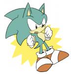 anthro biped blue_body blue_fur blush clothing cute_fangs fist footwear fur gloves handwear male shoes simple_background solo standing white_background sikai sega sonic_the_hedgehog_(series) sonic_the_hedgehog eulipotyphlan hedgehog mammal