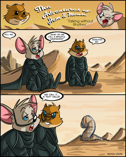 anthro black_eyes blue_sclera brown_body brown_fur clothed clothed_anthro clothed_male clothing dialogue dunes duo floating_eyebrows fully_clothed fully_clothed_anthro fully_clothed_male fur grey_body grey_fur male speech_bubble text white_eyes dutch_(artist) dune_(series) cricetid hamster mammal mouse murid murine rodent worm 2025 4:5 comic english_text hi_res