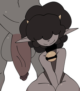 2_horns afro anthro balls bell big_balls big_penis brown_hair clothing duo femboy genitals grey_body hair hair_over_eyes head_horn horn huge_balls huge_penis huge_thighs humanoid_genitalia humanoid_penis jingle_bell leotard male male/male mouth_closed nude_male penis simple_background size_difference smile thick_thighs white_background xarop77 bovid caprine mammal sheep 2025 digital_drawing_(artwork) digital_media_(artwork) english_description hi_res