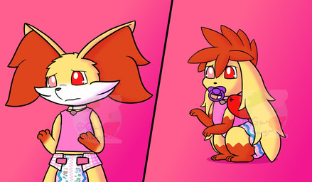 ageplay anthro clothed clothing diaper female feral infantilism pacifier roleplay simple_background solo toddler transformation wearing_diaper young paddedshaygirl nintendo pokemon fennekin generation_4_pokemon generation_6_pokemon legendary_pokemon pokemon_(species) shaymin sky_forme_shaymin hi_res