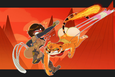 anthro armwear attack big_breasts big_butt boots bottomwear breasts brown_hair brown_nipples bubble_butt butt claws clenched_teeth clothed clothing clothing_pull countershade_butt countershading dark_body dark_skin duo elemental_manipulation embarrassed exposed_breasts exposed_butt female female/female fight fire fire_manipulation fireball footwear frown fur hair jumping markings midair mountain narrowed_eyes nipples orange_body orange_fur outside panties pants panty_pull partially_clothed pattern_bottomwear pattern_clothing pattern_panties pattern_underwear pawpads shirt shoes slashing snarling spots spotted_bottomwear spotted_clothing spotted_panties spotted_underwear stare striped_bottomwear striped_clothing striped_markings striped_panties striped_tail striped_underwear stripes tail tail_markings teeth topwear torn_bottomwear torn_clothing torn_panties torn_pants torn_shirt torn_topwear torn_underwear underwear underwear_pull undressing_another wedgie wedgie_fetish wide_eyed wide_hips picknpull avatar:_the_last_airbender dreamworks kung_fu_panda nickelodeon the_legend_of_korra korra master_tigress felid human mammal pantherine tiger 2025 absurd_res crossover digital_media_(artwork) hi_res letterbox