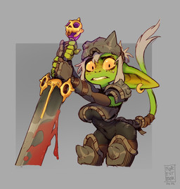 5_fingers armor blood bodily_fluids bone breasts clothed clothed_female clothed_humanoid clothing ear_piercing ear_ring eyebrows female female_humanoid fingers front_view gold_(metal) gold_ear_ring green_body green_ears green_skin green_tail hair headgear helmet holding_melee_weapon holding_object holding_sword holding_weapon looking_at_viewer melee_weapon piercing ring_piercing shoulder_armor simple_background skull solo sweat sweatdrop sword tail tail_tuft thick_thighs tuft weapon white_hair white_tail_tuft yellow_eyes yellow_sclera foresttherotten goblin humanoid tailed_humanoid 2020 dated digital_drawing_(artwork) digital_media_(artwork) hi_res portrait three-quarter_portrait