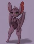 anthro big_ears breasts female genitals navel nipples nude pussy solo standing teeth winged_arms wings yang_(artist) rika_the_bat bat mammal hi_res