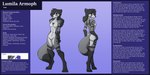 anthro breasts butt canid canine digitigrade english_text featureless_breasts featureless_crotch female fox fox_tail front_view fur fur_markings grey_body grey_fur hair hair_over_eye heart_(marking) hi_res leg_markings lumila_armoph mammal markings moon_(marking) nude one_eye_obstructed purple_eyes rear_view setriaphtfj shy small_breasts socks_(marking) solo standing tail text