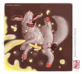 action_pose animal_genitalia balls black_nose bodily_fluids excessive_urine eyes_closed feral floppy_ears genital_fluids genitals knot_in_sheath long_ears male marking_territory midair ninja open_mouth pawpads peeing peeking_penis pink_pawpads pink_tongue pose sheath solo tail tongue tongue_out urine warrior watersports fennec_(artist) akamaru canid canine canis domestic_dog mammal colored colored_sketch digital_drawing_(artwork) digital_media_(artwork) sketch
