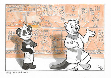 anthro cheek_tuft clothed clothing duo facial_tuft head_tuft logo male male_anthro mouth_closed open_mouth open_smile overweight overweight_anthro overweight_male robe smile tail topless tuft wavy_mouth young young_anthro young_male pandapaco parinton bear beaver giant_panda mammal rodent 2019 artist_logo dated partially_colored signature traditional_media_(artwork)