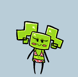 :> bedroom_eyes bikini black_arms black_eyes black_legs blue_background blush blush_stickers clothing eyelashes eyeshadow featureless_hands featureless_legs female female_humanoid flat_chested green_body green_eyeshadow green_hair green_skin hair makeup narrowed_eyes navel not_furry pattern_bikini pattern_clothing pattern_swimwear pigtails red_bikini red_blush red_clothing red_swimwear seductive simple_background solo spots spotted_bikini spotted_clothing spotted_swimwear square_(anatomy) square_head standing swimwear two-piece_swimsuit smogchelo mario_bros nintendo paper_mario mimi_(paper_mario) humanoid 2025 aliasing binary_drawing digital_drawing_(artwork) digital_media_(artwork) low_res