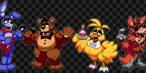 4_fingers beak belly bib black_bow_tie black_clothing black_eyebrows black_hat black_headwear black_nose bottomwear bow_tie brown_body brown_bottomwear brown_clothing brown_ears brown_shorts brown_tail buckteeth candle checkered checkered_background claws clothing electric_guitar electronics eye_patch eyebrows eyelashes eyewear feathers fingers fur glint group guitar half-closed_eyes hand_on_hip hat headgear headwear holding_guitar holding_microphone holding_musical_instrument holding_object holding_plate hook hook_hand lidded_eyes looking_aside machine metallic_body microphone musical_instrument narrowed_eyes one_eye_obstructed open_mouth open_smile orange_beak pattern_background plucked_string_instrument purple_body purple_ears red_body red_bow_tie red_ears red_fur red_tail sharp_teeth shorts simple_background smile standing string_instrument tail tail_feathers teeth text text_on_bib thick_eyebrows toe_claws top_hat whiskers yellow_body yellow_feathers yellow_fur yellow_tail bobberbobman five_nights_at_freddy's scottgames bonnie_(fnaf) chica_(fnaf) classic_chica_(fnaf) cupcake_(fnaf) foxy_(fnaf) freddy_(fnaf) animatronic avian bear bird canid canine chicken fox galliform lagomorph leporid mammal phasianid rabbit robot 2024 digital_drawing_(artwork) digital_media_(artwork) full-length_portrait hi_res portrait