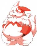 anthro belly fur genitals male moobs overweight overweight_anthro overweight_male penis simple_background solo white_background white_body white_fur hamatnk nintendo pokemon generation_3_pokemon pokemon_(species) zangoose 2017