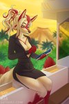 5_fingers anthro breasts clothed clothing day detailed_background eyebrows eyelashes female fingers fur hair outside sky solo satsukii sp_dill canid canine dreamspinner mammal 2021 2:3 digital_media_(artwork) hi_res