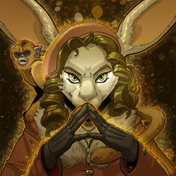 alternate_species ambiguous_gender anthro black_clothing black_gloves black_handwear brown_clothing brown_coat brown_hair brown_topwear carrying_another clothing coat curly_hair duo female feral fur furrification gesture gloves green_eyes grey_body grey_fur hair handwear on_shoulder steepled_fingers tail topwear yellow_body yellow_fur dragoncrescent his_dark_materials golden_monkey_(his_dark_materials) marisa_coulter callitrichid daemon_(his_dark_materials) golden_lion_tamarin haplorhine hare lagomorph leporid lion_tamarin mammal monkey new_world_monkey primate 1:1 2023 digital_drawing_(artwork) digital_media_(artwork) half-length_portrait low_res portrait shaded