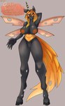 5_fingers anthro areola big_breasts biped breasts claws eyebrow_through_hair eyebrows fangs female fetlocks fingers genitals grey_background grey_body grey_skin hair hooves horn insect_wings long_hair long_horn multi_wing nipples non-mammal_breasts orange_areola orange_eyes orange_hair orange_nipples orange_sclera orange_tail pussy simple_background solo standing tail teeth translucent translucent_hair wings hakuten friendship_is_magic hasbro my_little_pony fan_character overture_(oc) arthropod changeling 2021 absurd_res hi_res model_sheet signature