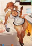 anthro apron apron_only baking belly big_butt bodily_fluids bovid bovine breasts butt camel_toe cattle cleavage clothed clothing cum cum_on_body cum_on_breasts cum_on_face cum_on_hand cum_on_leg curvy_female curvy_figure erect_nipples female finger_fetish finger_lick finger_play fingers genital_fluids hair hair_over_eye hair_over_eyes hi_res hooves humanoid kitchen kitchen_utensils licking mammal messy messy_hair messy_room nipples one_eye_obstructed slightly_chubby slightly_chubby_female small_waist smile smiling_at_viewer smirk smirking_at_viewer solo talking_to_viewer thick_thighs tongue tools umbraunderscore wide_hips