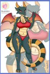 anthro artists belly_scales big_breasts big_tail biped black_bra black_clothing black_lingerie black_panties black_underwear blue_border border bow_bra bra breast_curtains breasts claws clothed clothing digitigrade female female_anthro front_view horn lingerie long_tail markings non-mammal_breasts orange_eyes panties pupils recent scales skimpy slit_pupils solo tail tapering_tail thick_tail underwear ajfurryadoptables brainart mythology final dragon kobold mythological_creature mythological_scalie scalie absurd_res digital_drawing_(artwork) digital_media_(artwork) hi_res preview