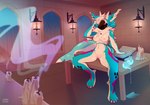 anthro candle castle casual_nudity fantasy female genitals horn machine magic potion pussy smoke solo kanaeshka fish marine protogen shark absurd_res hi_res