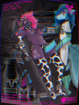 animal_print animal_print_thigh_highs barn bdsm boots bovid_horn bovine_horn clothing coat cow_horn cow_print cow_print_thigh_highs crt crt_effect duo ear_piercing ear_tag female footwear gynomorph hooves horn hypnosis hypnotic_visor intersex intersex/female lab_coat latex latex_boots latex_clothing latex_footwear legwear machine milk_tank milking_machine mind_control pattern_clothing pattern_legwear pattern_thigh_highs piercing shoes text thigh_highs topwear wolfstarart nora_(wsa) sapphire_(wsa) aquatic avian fish shark 3:4 english_text hi_res