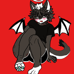 anthro black_clothing black_shirt black_topwear clothing male ottha red_background shirt simple_background sitting solo topwear wings kuramaoriginalyt mythology dragon mythological_creature mythological_scalie scalie 1:1