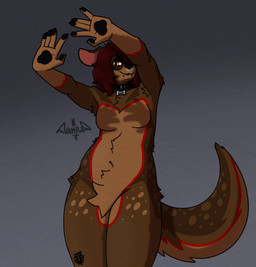 anthro biped black_collar black_pawpads bone_collar_tag breasts brown_body brown_fur chest_tuft collar collar_tag eyewear facial_piercing fangs featureless_breasts featureless_crotch female female_anthro front_view fur glasses hair humanoid_hands looking_at_viewer markings name_tag navel nose_piercing nose_ring nude nude_anthro nude_female pawpads piercing red_markings ring_piercing septum_piercing simple_background small_breasts smile solo tail teeth text text_on_collar_tag tuft wearing_collar yellow_eyes vampuppy shadow_hands_challenge dani_(vampuppy) canid canine canis domestic_dog mammal vampire absurd_res digital_drawing_(artwork) digital_media_(artwork) english_text hi_res meme trans_(lore) trans_woman_(lore)