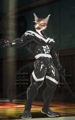 5_fingers abs anthro biceps black_body blurred_background bodysuit broad_shoulders brown_body brown_fur bulge calf_muscles cheek_tuft clothing depth_of_field detailed_bulge digitigrade dual_wielding ear_tuft erection erection_under_clothing eyebrows facial_tuft fingers floor forearm_muscles fur fur_beard genital_outline glistening glistening_body glistening_clothing holding_melee_weapon holding_object holding_sword holding_weapon inside latex latex_bodysuit latex_clothing latex_skinsuit light light_beam long_tail low-angle_view male markings melee_weapon muscular muscular_anthro muscular_male paws pecs penis_outline pink_nose quads red_eyes rug serratus skinsuit solo spikes standing sword sword_rack symbiote_host tail thick_eyebrows tight_clothing tuft weapon white_markings wood wood_floor cxcxxcxxxx g00da teenage_mutant_ninja_turtles master_splinter brown_rat mammal murid murine rat rodent symbiote absurd_res detailed digital_media_(artwork) hi_res shaded