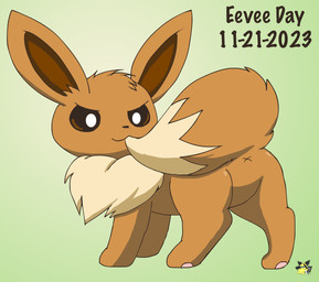 ambiguous_gender anus bite biting_own_tail brown_body brown_fur butt feral fur green_background logo looking_at_viewer looking_back looking_back_at_viewer multicolored_body multicolored_fur presenting presenting_anus presenting_hindquarters simple_background solo tail tail_bite tail_in_mouth text two_tone_body two_tone_fur x_anus pichu90 eevee_day nintendo pokemon pokemon-specific_day eevee generation_1_pokemon pokemon_(species) 2023 artist_logo dated english_text hi_res