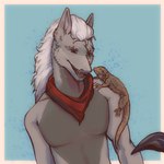 accessory anthro blue_background claw_marks clothing domestic_pet eye_contact eye_scar facial_scar feral furries_with_pets grey_body grey_scales hair happy looking_at_another male markings red_scarf scales scar scarf simple_background size_difference smile tail white_hair young_adult adelphopoiesis european_mythology mythology dawn_(dawnthedragon) agamid animal_humanoid bearded_dragon draconian draconic draconis_elementa dragon humanoid lizard mythological_creature mythological_scalie reptile reptile_humanoid scalie scalie_humanoid western_dragon 1:1 2022 hi_res