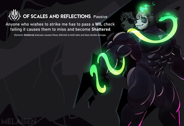abs abstract_art anthro barazoku big_bulge big_muscles big_pecs black_body black_clothing black_fur black_sclera black_suit bulge cheek_tuft clothed clothed_anthro clothed_male clothing curly_hair facial_tuft fur glowing glowing_eyes green_eyes green_glow green_smoke hair huge_bulge latex latex_clothing latex_skinsuit male male_anthro multicolored_body multicolored_fur muscular muscular_male pecs pink_glow skinsuit smile smoke solo suit teeth text tight_clothing tuft two_tone_body two_tone_fur white_body white_fur white_text melaisen alvin_(melaisen) bear demon giant_panda mammal reptile scalie snake absurd_res english_description hi_res portrait shaded three-quarter_portrait