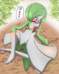 anthro blue_eyes blush breast_expansion breasts expansion featureless_breasts featureless_crotch female gender_transformation green_body green_hair green_pseudo_hair hair humanoid_pointy_ears loss_of_dexterity mid_transformation mtf_transformation multicolored_body open_mouth outside panicking pointy_ears pokemon_transformation pseudo_hair sitting sitting_on_ground solo species_transformation transformation two_tone_body white_body noumin nintendo pokemon fan_character gardevoir generation_3_pokemon human mammal pokemon_(species)