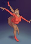 anthro balancing breasts clothing dance_shoes dancewear exposure_variation female flexible footwear gymnast gymnast_leotard gymnastics leotard plantigrade purple_eyes raised_leg shoes solo sacrificabominat animalympics tatiana_tuschenko mammal mustelid otter absurd_res hi_res