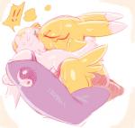 anthro bandai_namco bodily_fluids canid canine clothed clothing digimon digimon_(species) duo exclamation_point eyes_closed female fur human human_on_anthro interspecies kiss_on_lips kissing male male/female mammal renamon shirt sunibee sweat tank_top topwear tuft yellow_body yellow_fur