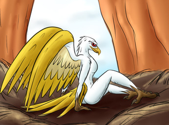 4_toes anisodactyl anthro anthrofied avian_feet beak big_breasts biped black_eyes breasts butt claws curvy_figure day detailed_background digitigrade feathered_wings feathers feet female finger_claws grey_claws hourglass_figure looking_at_viewer looking_back looking_back_at_viewer mature_anthro mature_female multicolored_body multicolored_feathers nest non-mammal_breasts nude outside pose red_sclera scuted_arms scutes side_boob sitting sky solo tail tail_feathers talons tan_body tan_feathers thick_thighs toe_claws toes white_body white_feathers wide_hips winged_arms wings yellow_beak yellow_body yellow_feathers bassybefuddle conditional_dnp disney the_rescuers_(disney) the_rescuers_down_under marahute_(the_rescuers) accipitrid accipitriform avian bird eagle golden_eagle true_eagle 2015 digital_media_(artwork) pinup shaded