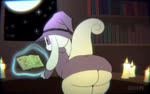 accident accidental_exposure ambiguous_gender anthro bent_over big_butt black_eyes book butt butt_jiggle candle clothed clothing fire floppy_ears hat headgear headwear huge_butt jiggling magic moon no_underwear purple_sclera reading robe solo thick_thighs wardrobe_malfunction white_body wizard_hat sqoon third-party_edit nue_stargazer alien dreameater_(stargazernue) mammal 16:10 2022 animated short_playtime sound sound_edit webm widescreen