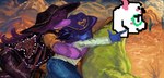 ambiguous_gender anthro bottomwear clothing cowboy cowboy_hat denim denim_bottomwear denim_clothing detailed_background feral gesture green_body group hand_gesture hat headgear headwear jeans pants pointing snout trio pankerdotpng deltarune undertale_(series) kris_(deltarune) ralsei susie_(deltarune) bovid caprine equid equine goat horse human mammal scalie absurd_res hi_res