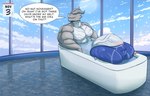 abs anthro balls barazoku bathroom bathtub biceps big_balls big_bulge big_muscles big_penis blue_eyes bulge clothing detailed_background flaccid front_view genitals grey_body huge_balls huge_bulge huge_muscles huge_penis humanoid_genitalia humanoid_penis hyper hyper_balls hyper_bulge hyper_genitalia hyper_muscles hyper_penis male male/male multicolored_body muscular muscular_anthro muscular_male nude pecs penis pose simple_background solo teasing text two_tone_body underwear vein water white_body kardukk nikoh mythology no_nut_november kardukk_(character) dragon kobold mythological_creature mythological_scalie reptile scalie digital_media_(artwork) english_text hi_res meme shaded