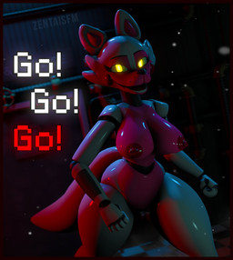 anthro areola breasts dark eyelashes female glistening glistening_body glowing glowing_eyes inside looking_at_viewer machine multicolored_body nipples nude open_mouth open_smile puffy_nipples smile solo text walking white_body yellow_eyes zentaisfm blazave_(modeler) five_nights_at_freddy's scottgames sister_location funtime_foxy_(fnaf) animatronic canid canine fox mammal robot 2021 3d_(artwork) digital_media_(artwork) english_text source_filmmaker_(artwork)