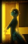 2021 anthro bottomwear brown_hair clothed clothing conditional_dnp detailed_background digital_media_(artwork) door eastern_grey_squirrel faraden fingers fluffy fluffy_tail grey_squirrel hair hi_res legacy_(ratte) light lighting male male_anthro mammal night orange_eyes outside pained_expression pure_faraden ratte reverend_(ratte) rodent sciurid shirt short_hair signature solo story story_in_description tail topwear tree_squirrel