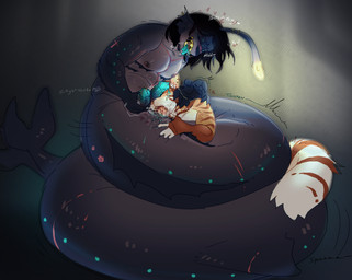 2_penises animal_genitalia animal_penis anthro blue_body coiling coiling_another coiling_around_body cunnilingus duo eyes_closed genitals hemipenes humanoid_on_anthro intersex intersex/male male maleherm maleherm/male masturbation multi_genitalia multi_penis nipples open_mouth oral penile penile_masturbation penis sex simple_background split_form tongue tongue_out vaginal vulva mightnotbemod pressure_(roblox) sebastian_solace_(pressure) anglerfish aquatic felid fish humanoid mammal merfolk pantherine tiger hi_res