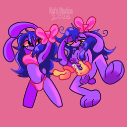 anthro bikini blush blushing_profusely bodily_fluids bow_tie clothing drooling eyelashes gloves gynomorph hair handwear intersex long_hair masturbation messy_hair nipples pink_background pink_bikini pink_clothing pink_swimwear pupils purple_body purple_hair purple_nipples saliva simple_background solo swimwear tail tears tears_of_pleasure two-piece_swimsuit yellow_sclera kais_studios glitch_productions the_amazing_digital_circus gooseworx's_post-transition_jax_design jax_(tadc) lagomorph leporid mammal rabbit 1:1 2026 absurd_res hi_res trans_(lore) trans_woman_(lore)