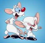 anthro buckteeth duo male open_mouth simple_background teeth scottforester17 pinky_and_the_brain warner_brothers pinky_(warner_brothers) the_brain mammal mouse murid murine rodent