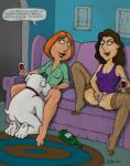 alcohol anthro beverage bottle bottomless breasts brown_hair bubble clothed clothing collar container cunnilingus detailed_background dialogue ear_piercing feet female female_on_anthro fur furniture genitals group hair inside interspecies kneeling legwear licking male male/female oral paws piercing playing pussy red_hair rug sex sitting smile sofa spread_pussy spreading stockings text toes tongue tongue_out vaginal white_body white_fur wine bobby_luv family_guy bonnie_swanson brian_griffin lois_griffin canid canine canis domestic_dog human mammal english_text hi_res